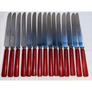 Vintage Robinson Knife Co. Red Bakelite Knifes Set Of 15 Free Shipping